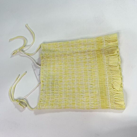 Summery Celine String Top Womens Medium Yellow Stiles Smocked String Straps NEW - Picture 11 of 12